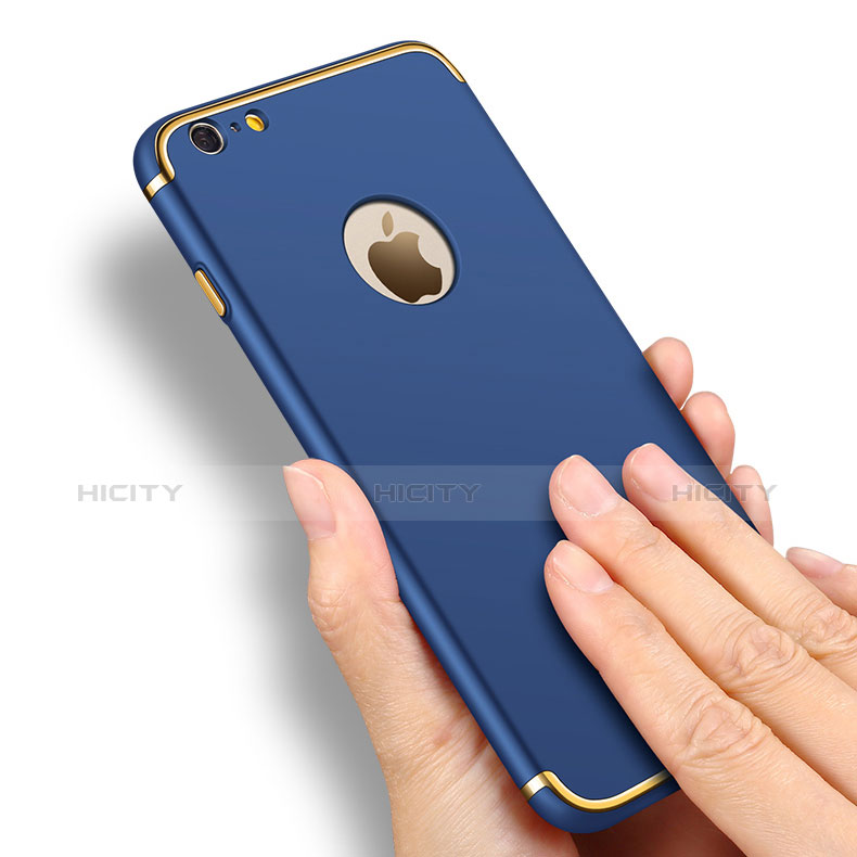 Carcasa Bumper Lujo Marco de Metal y Plastico para Apple iPhone 6 Plus Azul