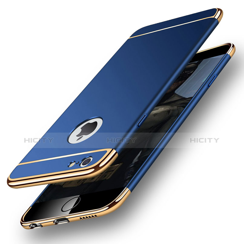 Carcasa Bumper Lujo Marco de Metal y Plastico para Apple iPhone 6S Azul