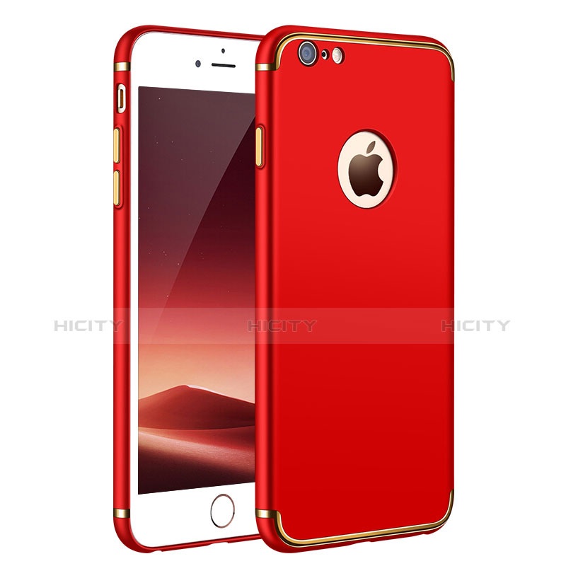 Carcasa Bumper Lujo Marco de Metal y Plastico para Apple iPhone 6S Plus Rojo