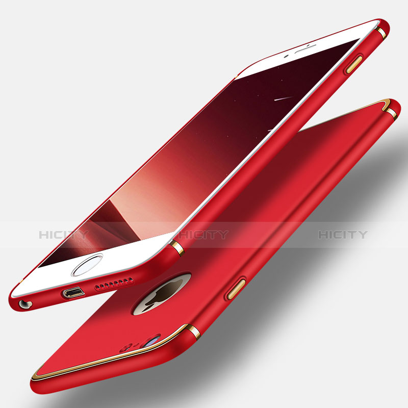 Carcasa Bumper Lujo Marco de Metal y Plastico para Apple iPhone 6S Plus Rojo