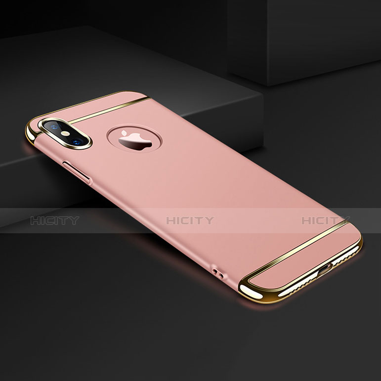 Carcasa Bumper Lujo Marco de Metal y Plastico para Apple iPhone X Oro Rosa