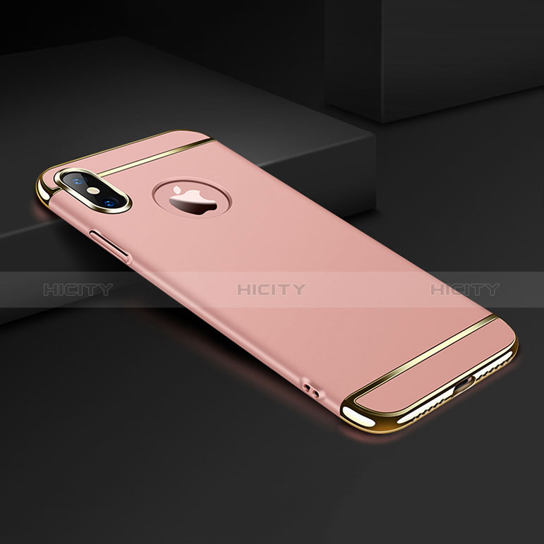 Carcasa Bumper Lujo Marco de Metal y Plastico para Apple iPhone Xs Max Oro Rosa