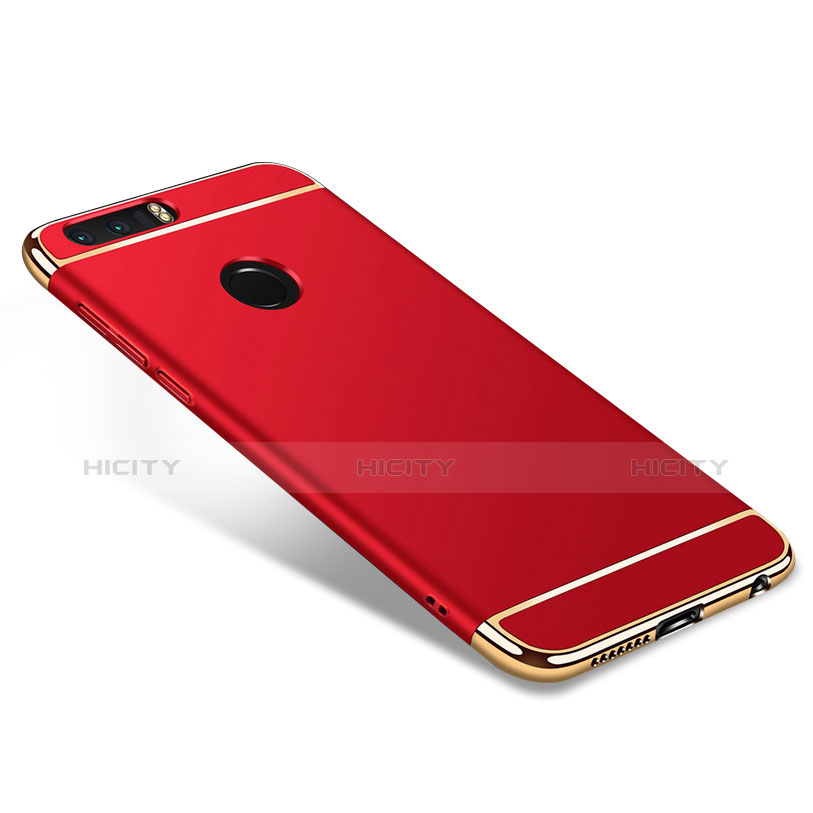 Carcasa Bumper Lujo Marco de Metal y Plastico para Huawei Honor 8 Rojo