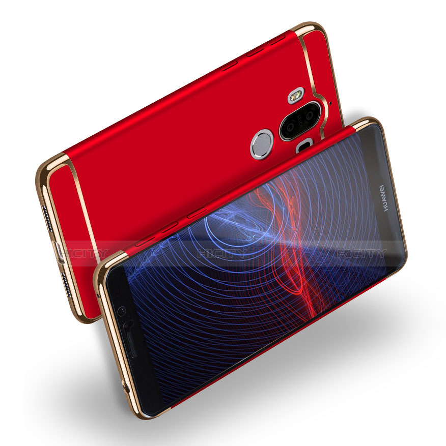 Carcasa Bumper Lujo Marco de Metal y Plastico para Huawei Mate 9 Rojo