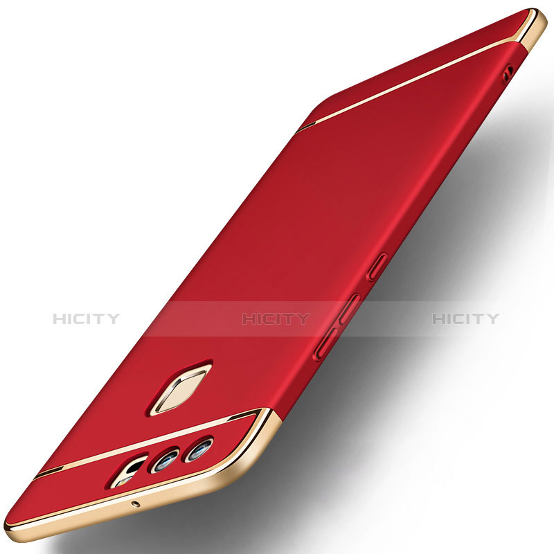 Carcasa Bumper Lujo Marco de Metal y Plastico para Huawei P9 Plus Rojo