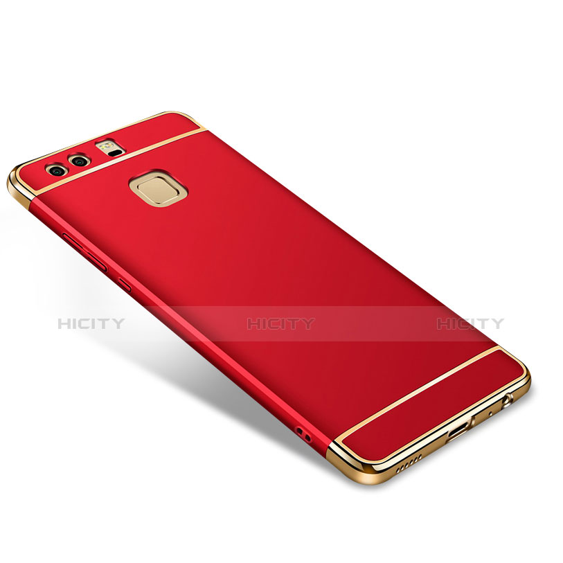 Carcasa Bumper Lujo Marco de Metal y Plastico para Huawei P9 Plus Rojo