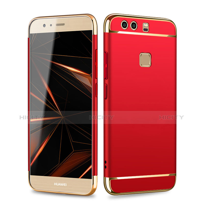 Carcasa Bumper Lujo Marco de Metal y Plastico para Huawei P9 Plus Rojo