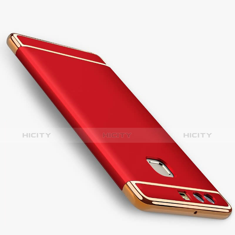 Carcasa Bumper Lujo Marco de Metal y Plastico para Huawei P9 Plus Rojo