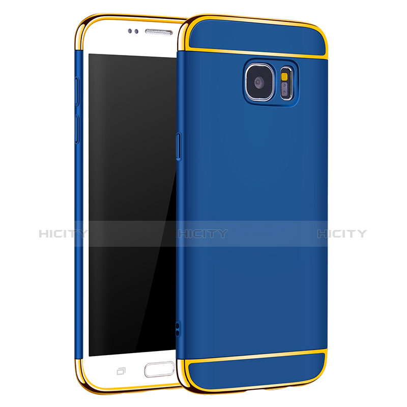 Carcasa Bumper Lujo Marco de Metal y Plastico para Samsung Galaxy S7 Edge G935F Azul