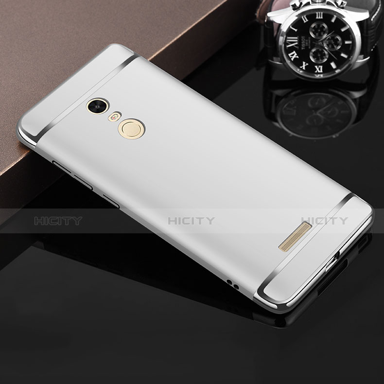 Carcasa Bumper Lujo Marco de Metal y Plastico para Xiaomi Redmi Note 3 Pro Plata