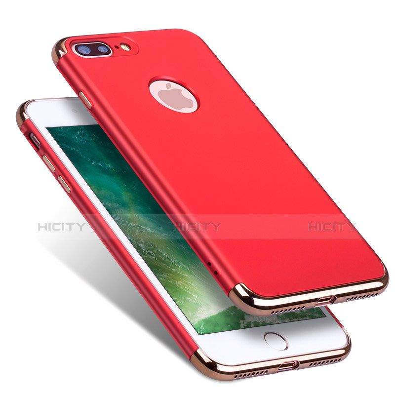 Carcasa Bumper Lujo Marco de Metal y Plastico R01 para Apple iPhone 7 Plus Rojo