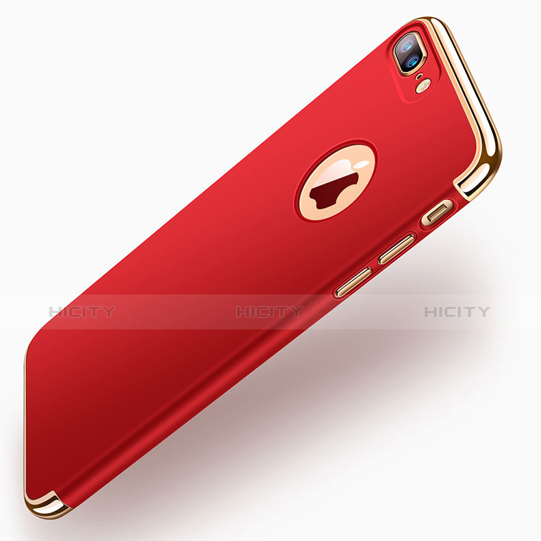 Carcasa Bumper Lujo Marco de Metal y Plastico R01 para Apple iPhone 7 Plus Rojo