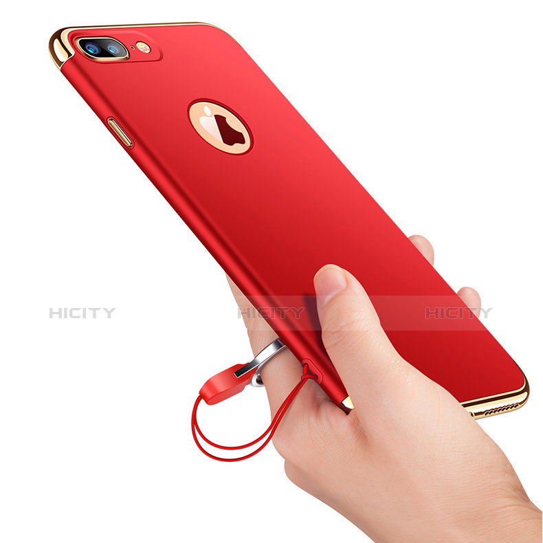 Carcasa Bumper Lujo Marco de Metal y Plastico R01 para Apple iPhone 7 Plus Rojo