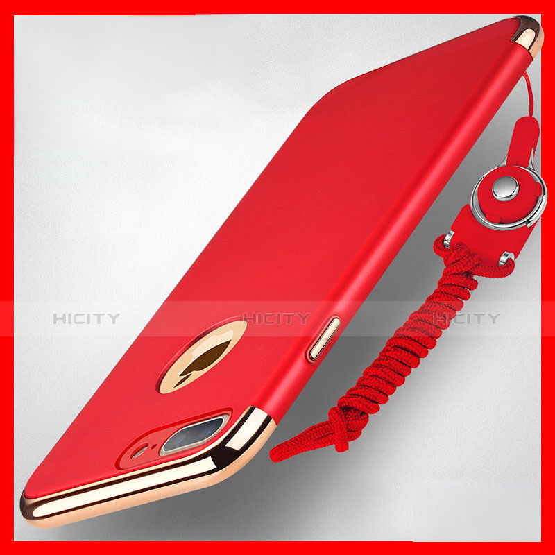 Carcasa Bumper Lujo Marco de Metal y Plastico R01 para Apple iPhone 7 Plus Rojo