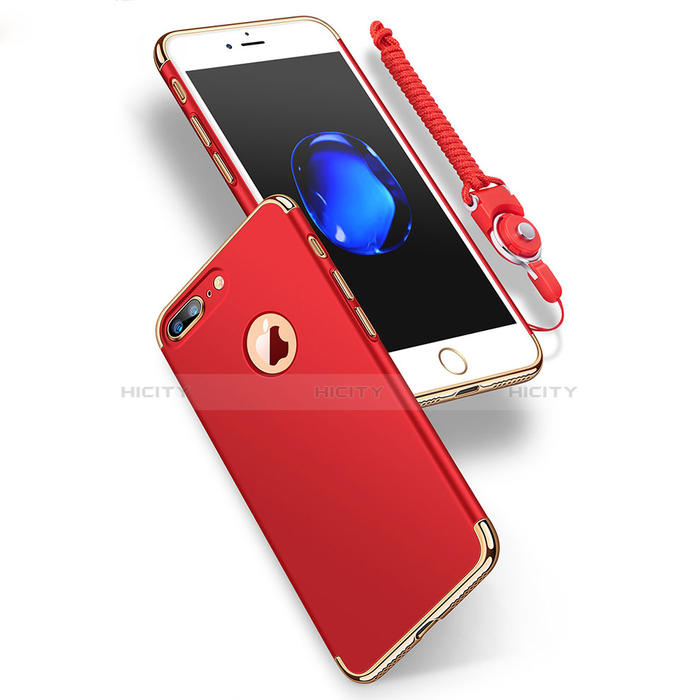 Carcasa Bumper Lujo Marco de Metal y Plastico R01 para Apple iPhone 7 Plus Rojo