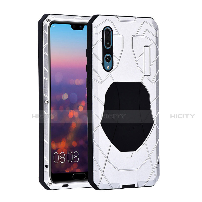 Carcasa Bumper Lujo Marco de Metal y Silicona Funda K01 para Huawei P20 Pro Blanco