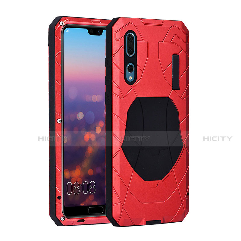 Carcasa Bumper Lujo Marco de Metal y Silicona Funda K01 para Huawei P20 Pro Rojo