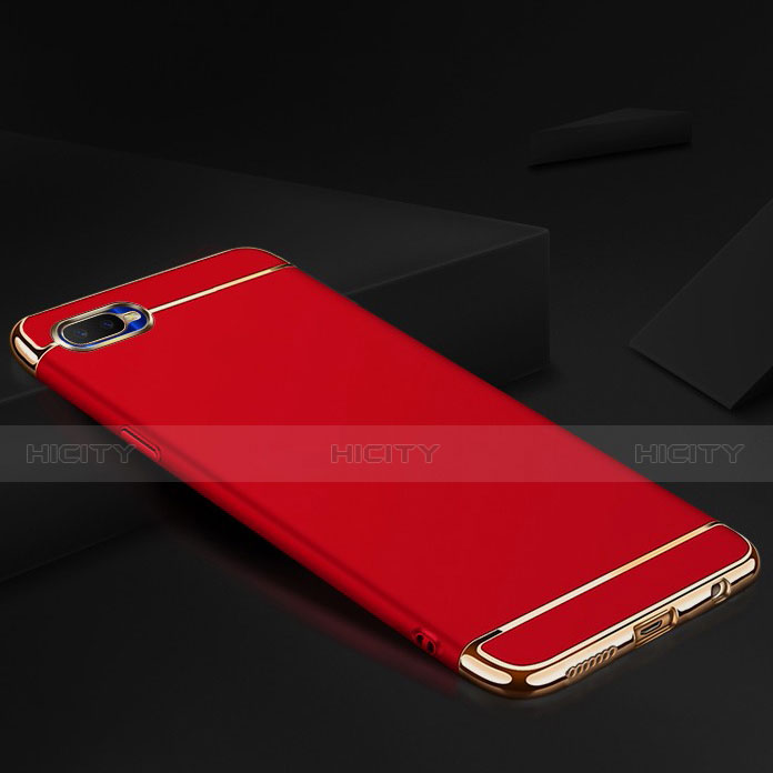 Carcasa Bumper Lujo Marco de Metal y Silicona Funda M02 para Oppo R15X Rojo