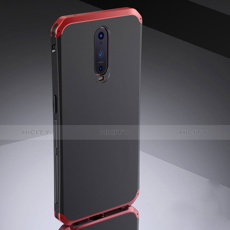 Carcasa Bumper Lujo Marco de Metal y Silicona Funda M02 para Oppo R17 Pro Rojo y Negro