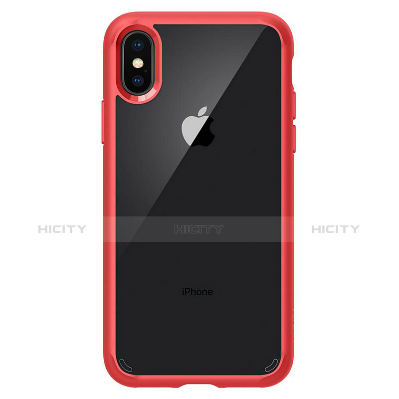 Carcasa Bumper Silicona Transparente Espejo 360 Grados para Apple iPhone Xs Rojo