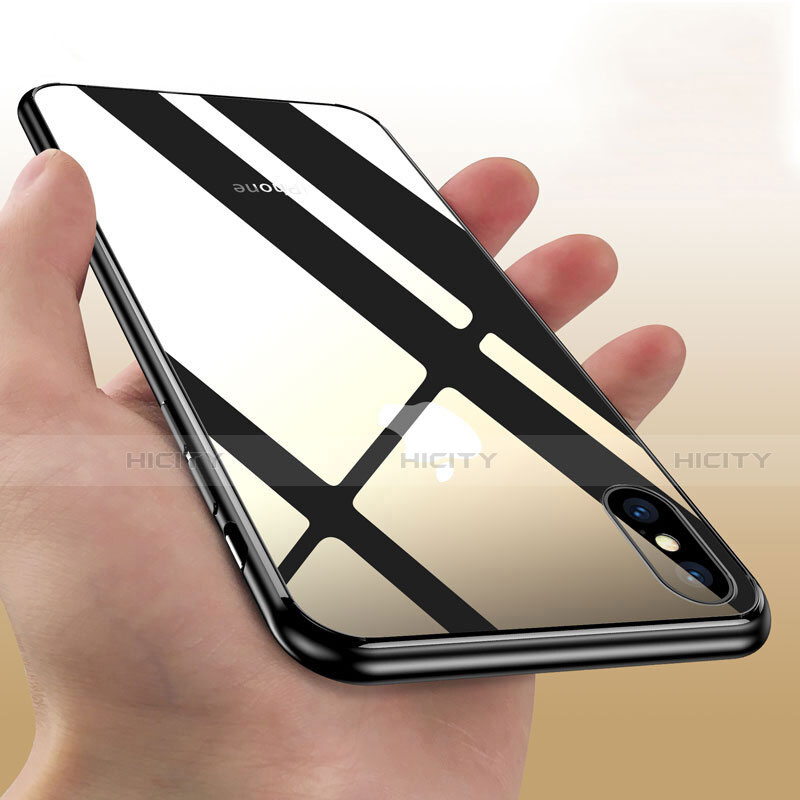 Carcasa Bumper Silicona Transparente Espejo para Apple iPhone X Negro