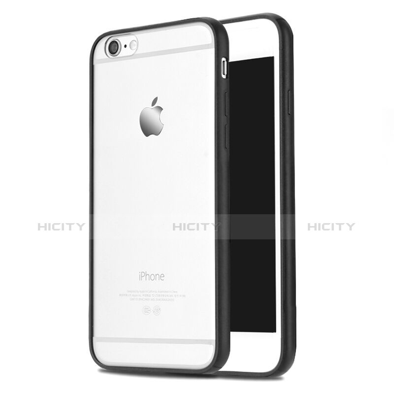 Carcasa Bumper Silicona Transparente Mate para Apple iPhone 6 Negro