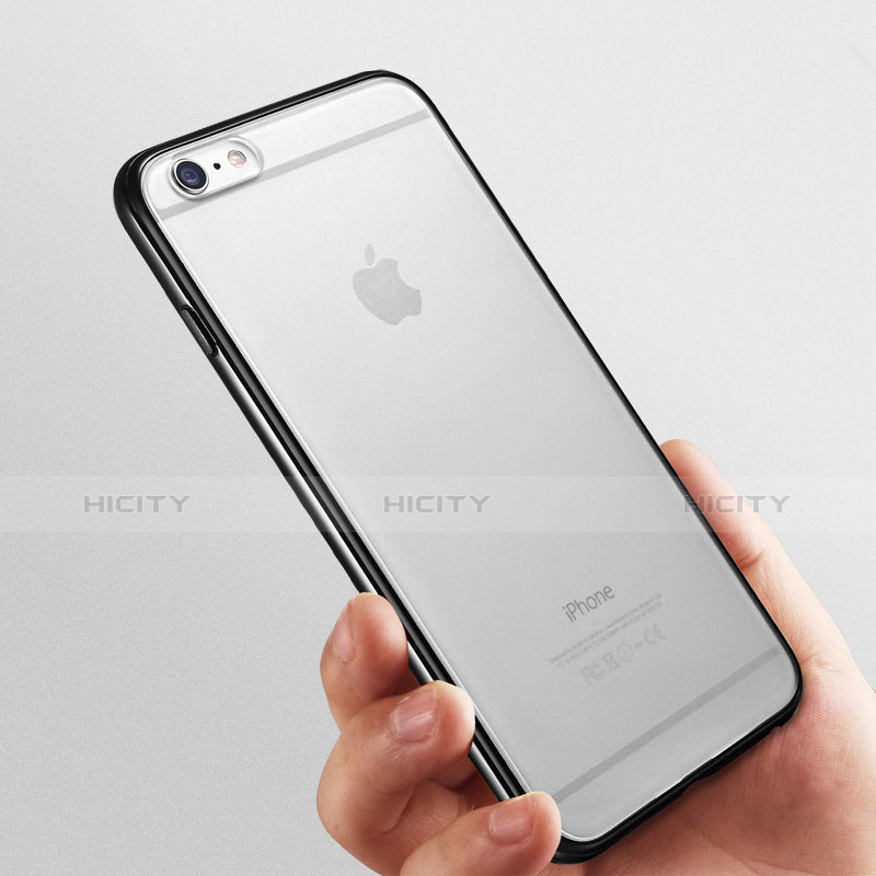 Carcasa Bumper Silicona Transparente Mate para Apple iPhone 6 Negro