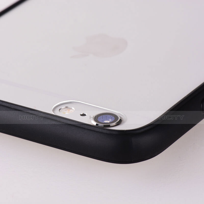 Carcasa Bumper Silicona Transparente Mate para Apple iPhone 6 Negro