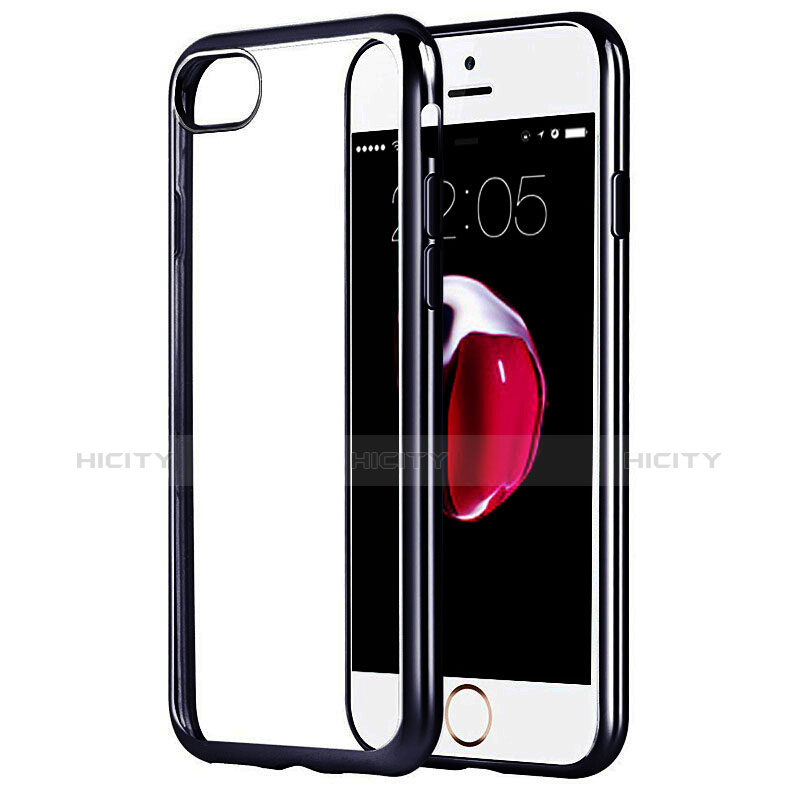 Carcasa Bumper Silicona Transparente Mate para Apple iPhone 8 Negro