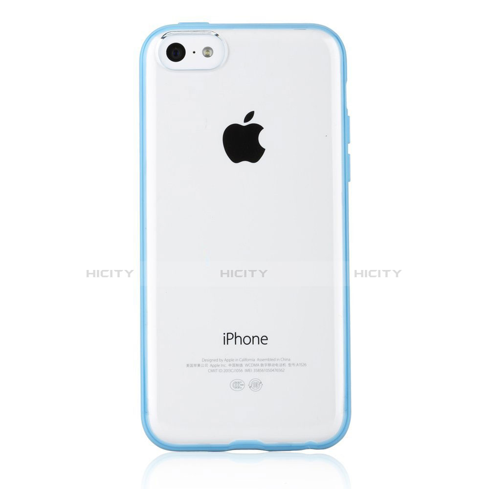 Carcasa Bumper Silicona Transparente Mate T01 para Apple iPhone 5C Azul Cielo