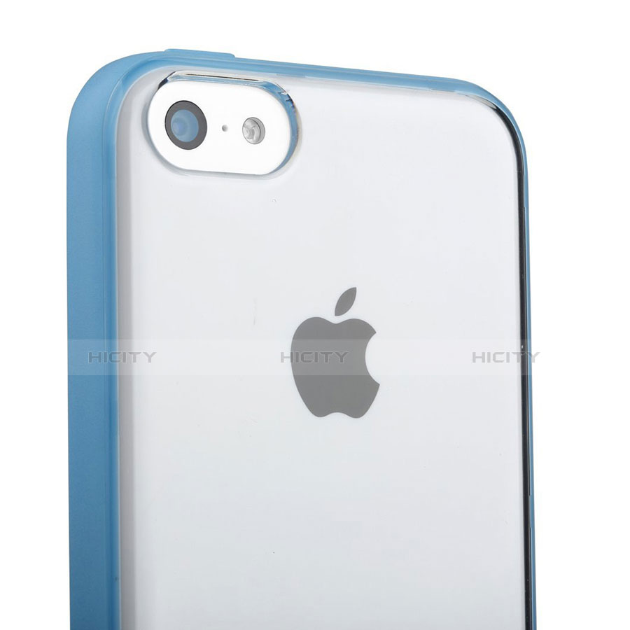 Carcasa Bumper Silicona Transparente Mate T01 para Apple iPhone 5C Azul Cielo