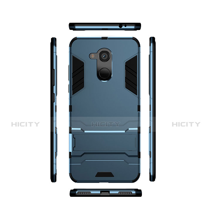 Carcasa Bumper Silicona y Plastico Mate con Soporte para Huawei Honor 6C Pro Azul