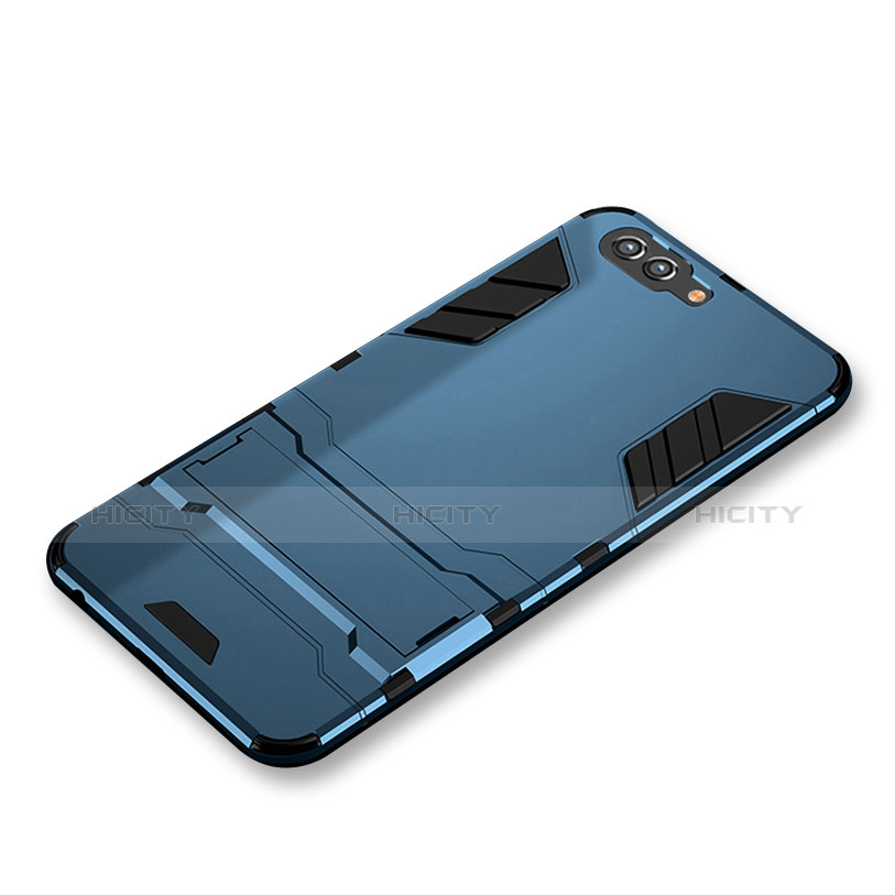 Carcasa Bumper Silicona y Plastico Mate con Soporte para Huawei Nova 2S Azul