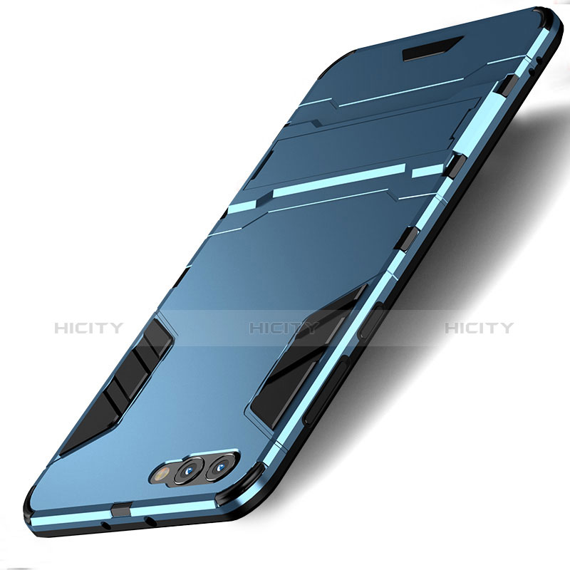 Carcasa Bumper Silicona y Plastico Mate con Soporte para Huawei Nova 2S Azul