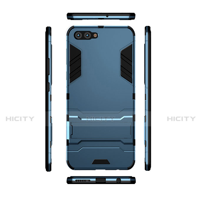 Carcasa Bumper Silicona y Plastico Mate con Soporte para Huawei Nova 2S Azul