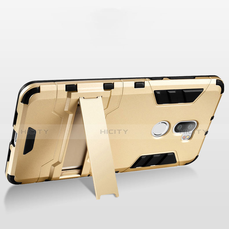 Carcasa Bumper Silicona y Plastico Mate con Soporte para Xiaomi Mi 5S Plus Oro