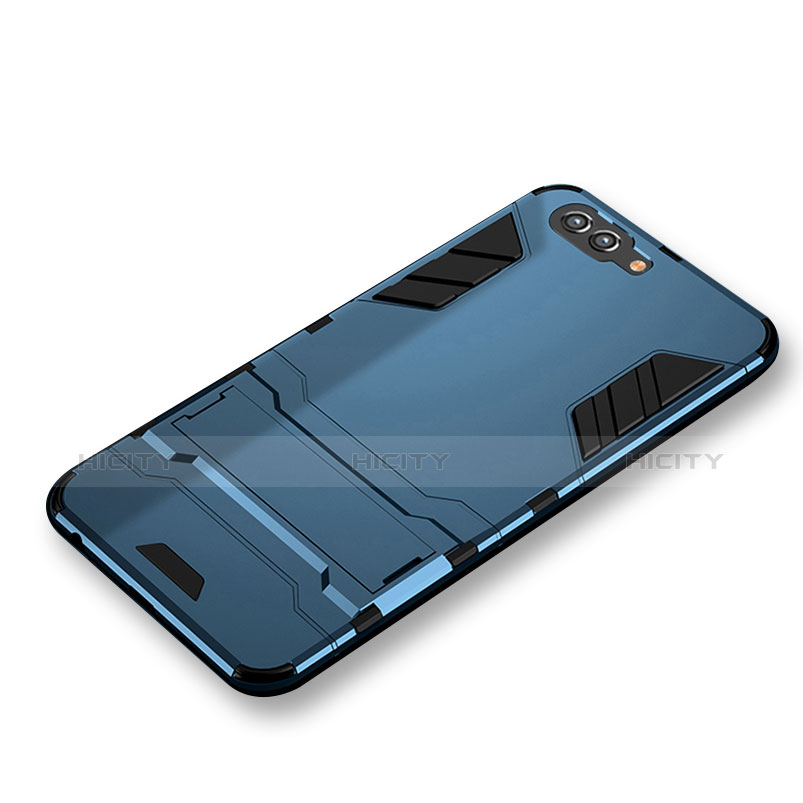 Carcasa Bumper Silicona y Plastico Mate con Soporte R01 para Huawei Honor V10 Azul