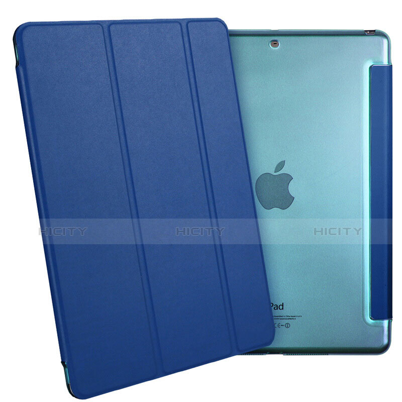 Carcasa de Cuero Cartera con Soporte L01 para Apple iPad Air Azul