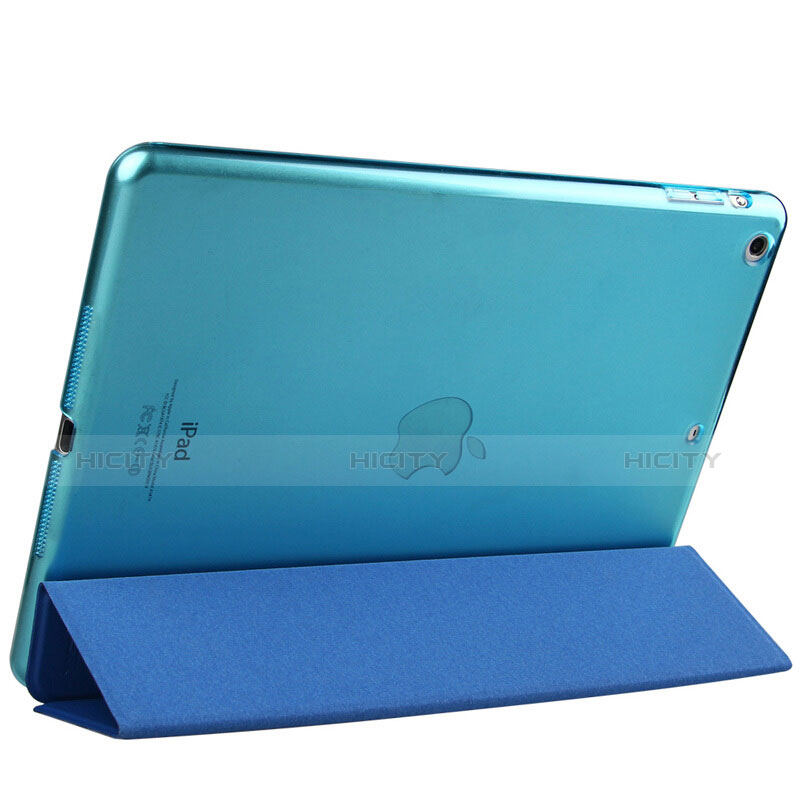 Carcasa de Cuero Cartera con Soporte L01 para Apple iPad Air Azul