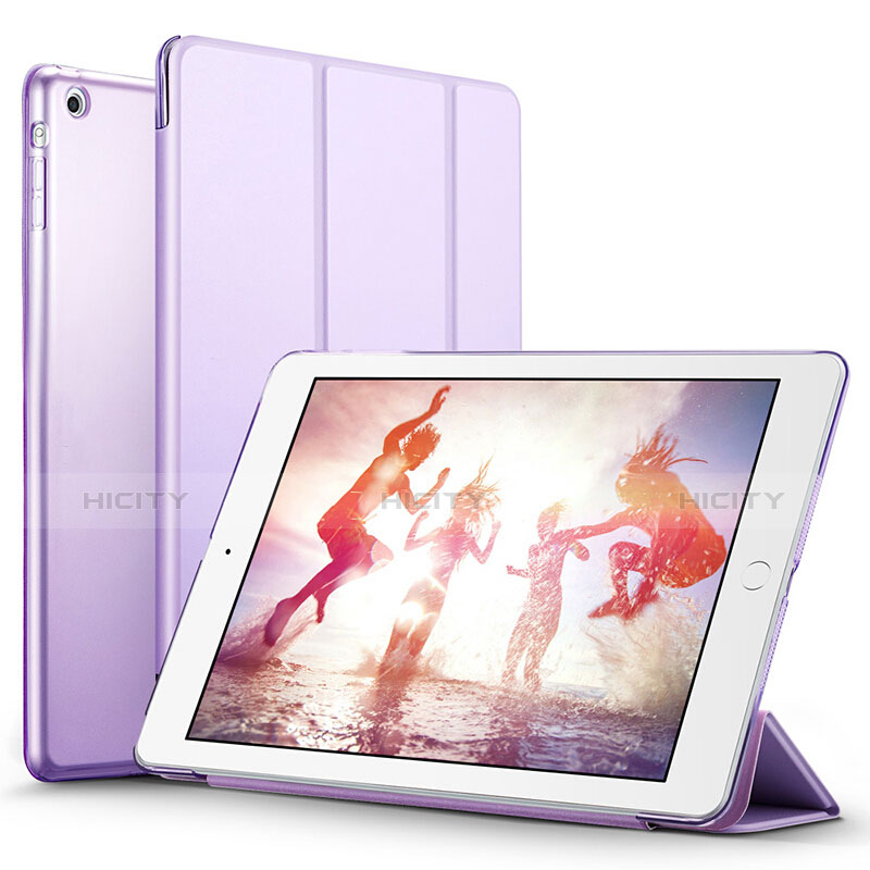 Carcasa de Cuero Cartera con Soporte L01 para Apple iPad Air Morado