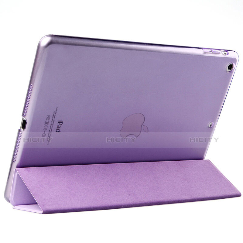 Carcasa de Cuero Cartera con Soporte L01 para Apple iPad Air Morado