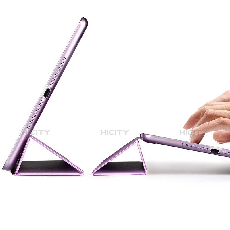 Carcasa de Cuero Cartera con Soporte L01 para Apple iPad Air Morado