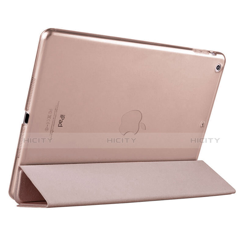 Carcasa de Cuero Cartera con Soporte L01 para Apple iPad Air Oro Rosa