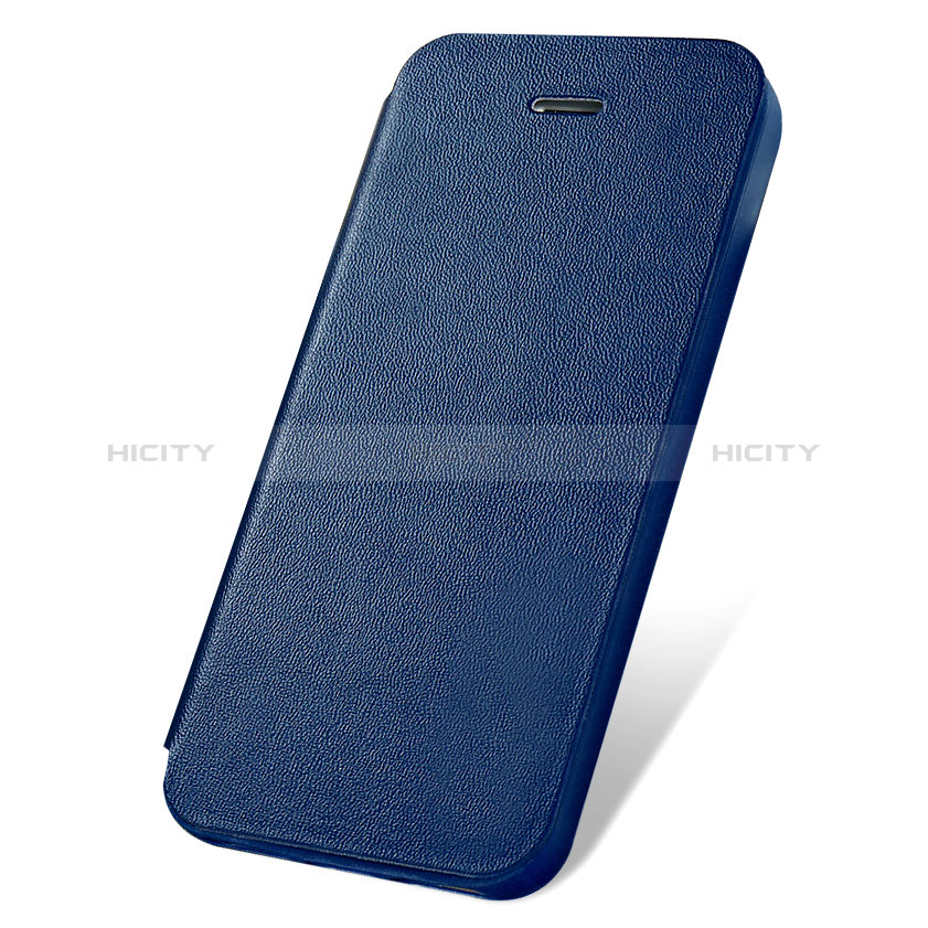 Carcasa de Cuero Cartera con Soporte L01 para Apple iPhone 5 Azul