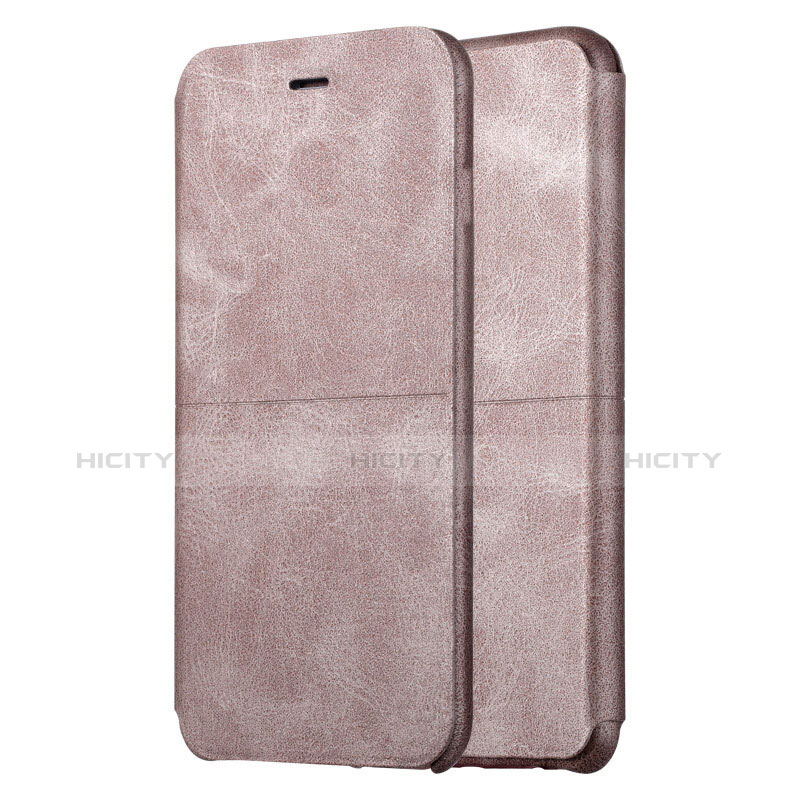 Carcasa de Cuero Cartera con Soporte L01 para Apple iPhone 6 Plus Oro