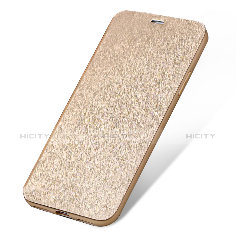 Carcasa de Cuero Cartera con Soporte L01 para Apple iPhone 8 Oro