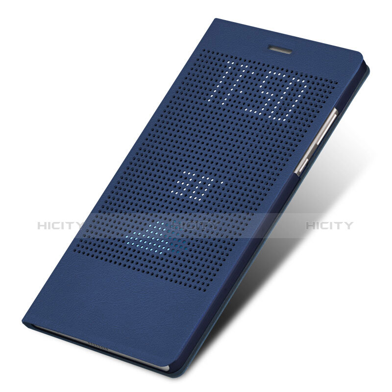 Carcasa de Cuero Cartera con Soporte L01 para Huawei Honor V8 Max Azul