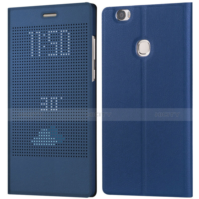 Carcasa de Cuero Cartera con Soporte L01 para Huawei Honor V8 Max Azul