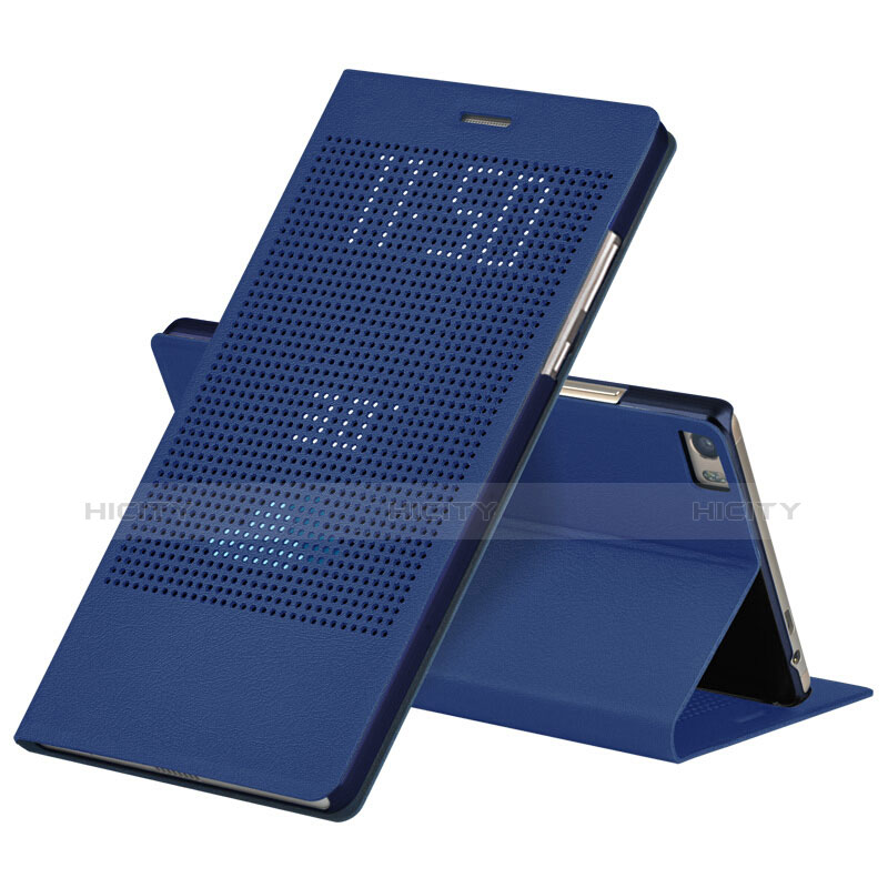 Carcasa de Cuero Cartera con Soporte L01 para Huawei Honor V8 Max Azul