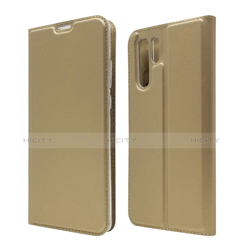 Carcasa de Cuero Cartera con Soporte L01 para Huawei P30 Pro New Edition Oro